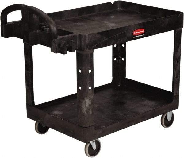 Rubbermaid - 750 Lb Capacity, 25" Wide x 53-5/8" Long x 35-3/4" High Standard Utility Cart - 2 Shelf, Plastic - Industrial Tool & Supply
