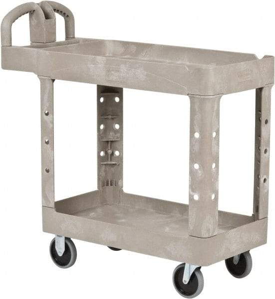 Rubbermaid - 500 Lb Capacity, 17" Wide x 38-3/8" Long x 32-3/4" High Standard Utility Cart - 2 Shelf, Plastic - Industrial Tool & Supply