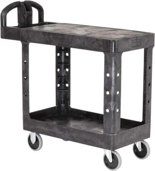 Rubbermaid - 500 Lb Capacity, 17" Wide x 38-3/8" Long x 32-1/4" High Standard Utility Cart - 2 Shelf, Plastic - Industrial Tool & Supply