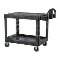 Rubbermaid - 500 Lb Capacity, 25" Wide x 43-7/8" Long x 32-1/4" High Standard Utility Cart - 2 Shelf, Plastic - Industrial Tool & Supply