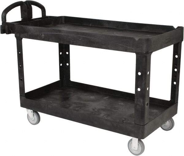 Rubbermaid - 750 Lb Capacity, 25" Wide x 53-5/8" Long x 32-3/4" High Standard Utility Cart - 2 Shelf, Plastic - Industrial Tool & Supply