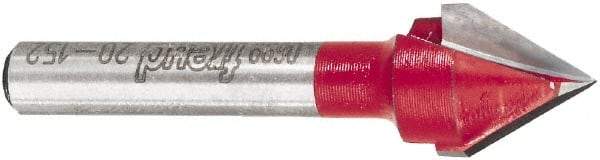 Freud - 1/2" Cut Diam, 1/2" Length of Cut, 0 Flute V-Groove Edge Profile Router Bit - Carbide-Tipped, 1/4" Shank Diam, 2" OAL, Proprietary Coating - Industrial Tool & Supply