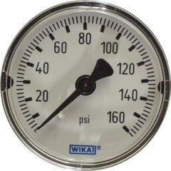 Wika - 2" Dial, 1/4 Thread, 0-160 Scale Range, Pressure Gauge - Center Back Connection Mount, Accurate to 3-2-3% of Scale - Industrial Tool & Supply