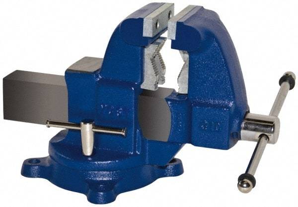 Yost Vises - 3-1/2" Jaw Width x 4" Jaw Opening Capacity, 4-1/2" Throat Depth, Bench & Pipe Combination Vise - 1/8 to 2-1/2" Pipe Capacity, Swivel Base, Bolt Down Attachment, Ductile Iron - Industrial Tool & Supply