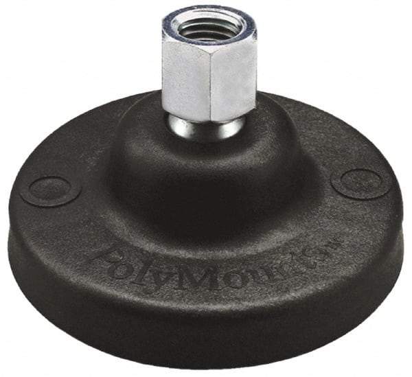 Gibraltar - 10000 Lb Capacity, 2-1/4" OAL, Stainless Steel Stud, Tapped Pivotal Socket Mount Leveling Pad - 5" Base Diam, Nylon Pad, 1-1/16" Hex - Industrial Tool & Supply