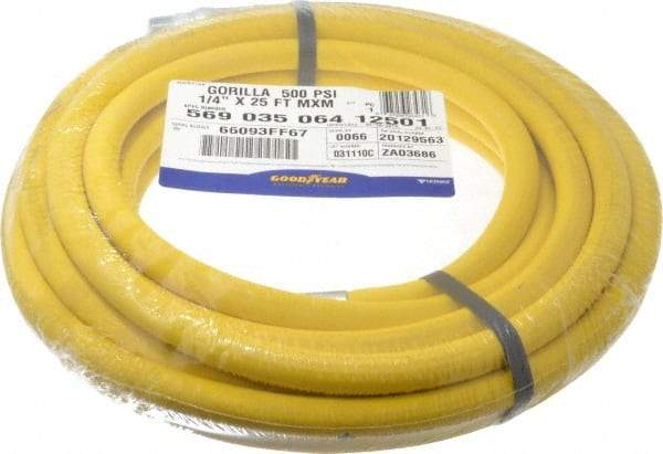 Continental ContiTech - 1/4" ID x 0.61" OD 25' Long Oil Resistant Air Hose - MNPT x MNPT Ends, 500 Working psi, -20 to 190°F, 1/4" Fitting, Yellow - Industrial Tool & Supply