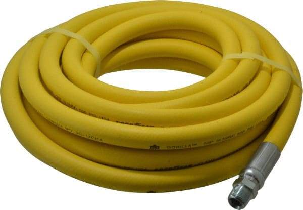 Continental ContiTech - 3/8" ID x 0.73" OD 25' Long Oil Resistant Air Hose - MNPT x MNPT Ends, 500 Working psi, -20 to 190°F, 3/8" Fitting, Yellow - Industrial Tool & Supply