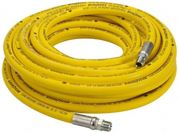 Continental ContiTech - 1/2" ID x 0.89" OD 50' Long Oil Resistant Air Hose - MNPT x MNPT Ends, 500 Working psi, -20 to 190°F, 1/2" Fitting, Yellow - Industrial Tool & Supply