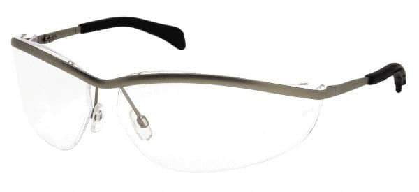MCR Safety - Indoor/Outdoor Clear Mirror Lenses, Framed Safety Glasses - Scratch Resistant, Silver Metal Frame, Size Universal, Wrap Around - Industrial Tool & Supply