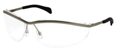 MCR Safety - Indoor/Outdoor Clear Mirror Lenses, Framed Safety Glasses - Scratch Resistant, Silver Metal Frame, Size Universal, Wrap Around - Industrial Tool & Supply