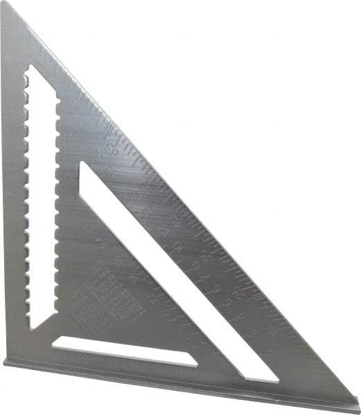 Empire Level - 12" Blade Length, Buffed Finish, Aluminum Rafter Square - 1/16", 0.083", 1/8" Graduation - Industrial Tool & Supply