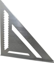 Empire Level - 12" Blade Length, Buffed Finish, Aluminum Rafter Square - 1/16", 0.083", 1/8" Graduation - Industrial Tool & Supply
