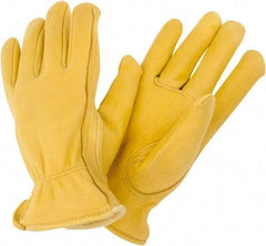 MCR Safety - Size M Work Gloves - Slip-On Cuff, Gold, Paired - Industrial Tool & Supply