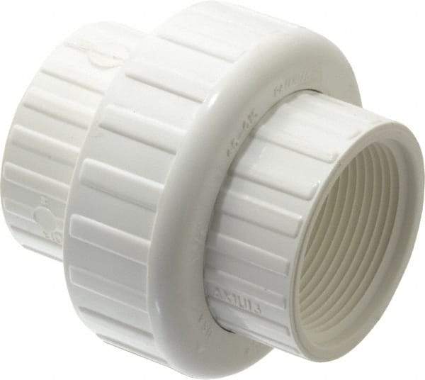 Value Collection - 1-1/2" PVC Plastic Pipe Union with EPDM O-Ring - Schedule 40, FIPT x FIPT End Connections - Industrial Tool & Supply
