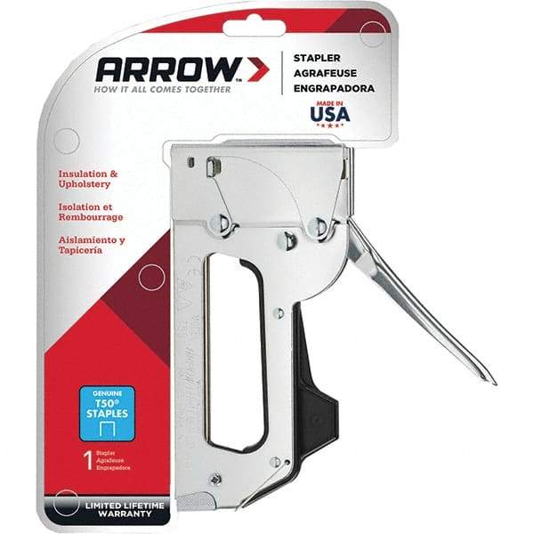 Arrow - Manual Staple Gun - Chrome Plated Steel - Industrial Tool & Supply