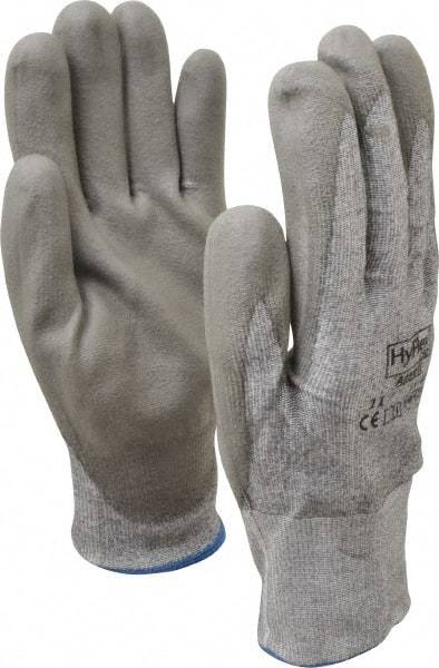 Ansell - Size 2XL (11), ANSI Cut Lvl 2, Abrasion Lvl 6, Polyurethane Coated Cut Resistant Gloves - 10.5" Long, Palm & Fingers Coated, Dyneema/Lycra Lining, Knit Wrist, Gray/Gray, Paired - Industrial Tool & Supply