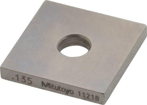 Mitutoyo - 0.135" Square Steel Gage Block - Accuracy Grade 0, Includes Certificate of Inspection - Industrial Tool & Supply