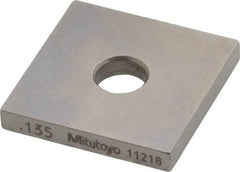 Mitutoyo - 0.135" Square Steel Gage Block - Accuracy Grade 0, Includes Certificate of Inspection - Industrial Tool & Supply