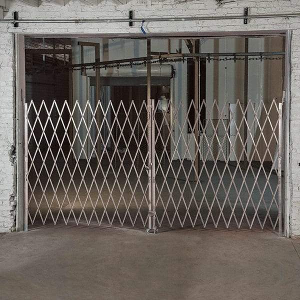 Illinois Engineered Products - 8' High Bi-Parting Folding Gates - Galvanized Steel, Silver - Industrial Tool & Supply