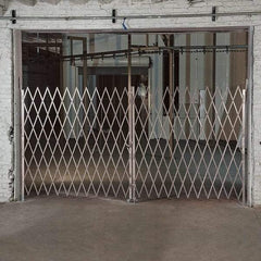 Illinois Engineered Products - 8' High Bi-Parting Folding Gates - Galvanized Steel, Silver - Industrial Tool & Supply
