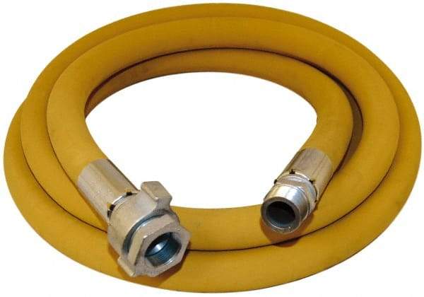 Alliance Hose & Rubber - 1" ID x 1.46" OD 50' Long Wire Braid Air Hose - Male NPT x Female NPT Ground Joint Swivel Ends, 600 Working psi, -22 to 176°F, 1" Fitting, Yellow - Industrial Tool & Supply