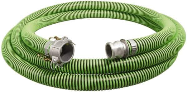 Alliance Hose & Rubber - -40 to 180°F, 1-1/2" Inside x 1.78" Outside Diam, Thermoplastic Rubber with Polyethylene Helix Liquid Suction & Discharge Hose - Green & Black, 25' Long, 29 Vacuum Rating, 50 psi Working & 150 psi Brust Pressure - Industrial Tool & Supply