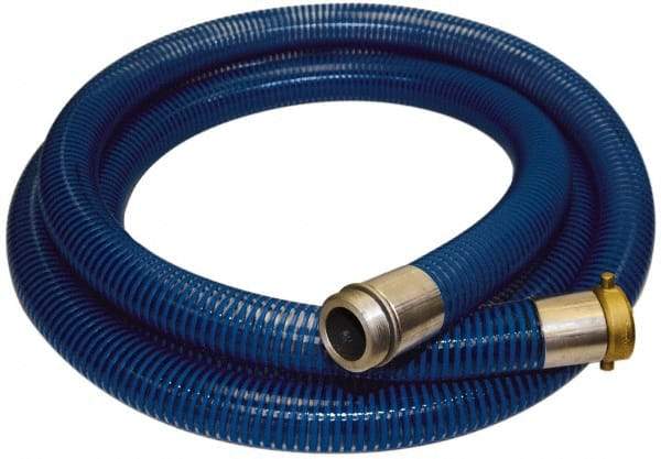 Alliance Hose & Rubber - -40 to 150°F, 1-1/2" Inside x 1.77" Outside Diam, PVC Liquid Suction & Discharge Hose - Transparent Blue, 20' Long, 29 Vacuum Rating, 89 psi Working Pressure - Industrial Tool & Supply
