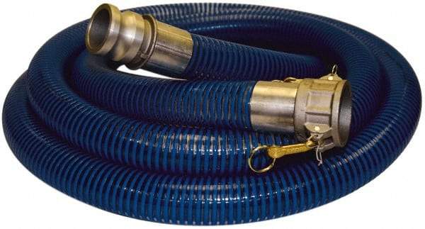 Alliance Hose & Rubber - -40 to 150°F, 2" Inside x 2.33" Outside Diam, PVC Liquid Suction & Discharge Hose - Transparent Blue, 25' Long, 29 Vacuum Rating, 80 psi Working Pressure - Industrial Tool & Supply