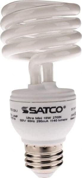 Value Collection - 18 Watt Fluorescent Residential/Office Medium Screw Lamp - 2,700°K Color Temp, 1,140 Lumens, T2, 12,000 hr Avg Life - Industrial Tool & Supply