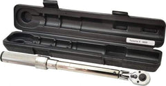 CDI - 3/8" Drive Micrometer Torque Wrench - 10 Ft/Lb to 80 Ft/Lb Torque, 16.6" OAL, 1/2 Ft/Lb Graduation, Flex-Head Ratcheting with Reverse Lever - Industrial Tool & Supply