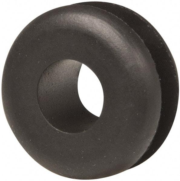 Made in USA - 7/8" OD, 7/16" Thick Military Specification Grommet - Buna-N Rubber, 5/8" Slot Diam x 3/16" Slot Width - Industrial Tool & Supply