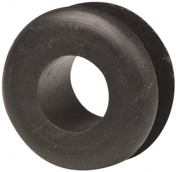 Made in USA - 15/16" OD, 1/2" Thick Military Specification Grommet - Buna-N Rubber, 11/16" Slot Diam x 1/4" Slot Width - Industrial Tool & Supply