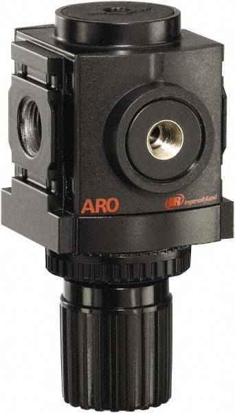 ARO/Ingersoll-Rand - 1/4 NPT Port, 86 CFM, Aluminum Compact Regulator - 0 to 140 psi Range, 250 Max psi Supply Pressure, 1/8" Gauge Port Thread, 2.705" Wide x 4.772" High - Industrial Tool & Supply