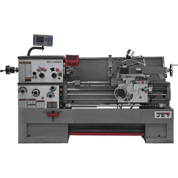 Jet - 14" Swing, 40" Between Centers, 230 Volt, Triple Phase Engine Lathe - 7MT Taper, 7-1/2 hp, 25 to 1,800 RPM, 3-1/8" Bore Diam, 40" Deep x 47" High x 97-1/2" Long - Industrial Tool & Supply