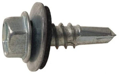 Elco - #12-14, Hex Washer Head, Hex Drive, 4" Length Under Head, #3 Point, Self Drilling Screw - Steel - Industrial Tool & Supply