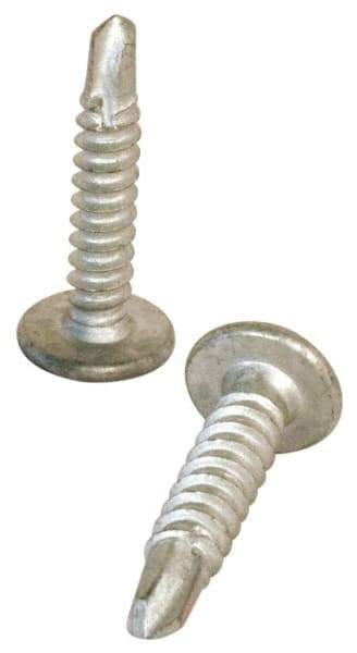 Elco - #12-14, Pancake Head, Phillips Drive, 1" Length Under Head, #3 Point, Self Drilling Screw - Steel - Industrial Tool & Supply