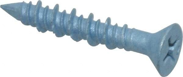 Elco - 3/16" Diam, 1-1/4" OAL, Phillips Drive, Concrete Screw & Masonry Fastener - Steel, Blue StalGard Finish, Includes #2 Drill Bit - Industrial Tool & Supply