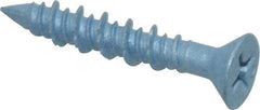 Elco - 3/16" Diam, 1-1/4" OAL, Phillips Drive, Concrete Screw & Masonry Fastener - Steel, Blue StalGard Finish, Includes #2 Drill Bit - Industrial Tool & Supply