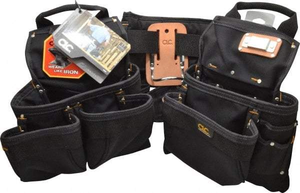 CLC - 29 to 46" Waist Tool Belt - 17 Pocket, 5" Wide, Black, Nylon - Industrial Tool & Supply