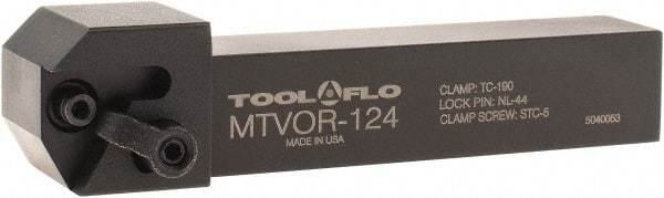 Tool-Flo - External Thread, Right Hand Cut, 3/4" Shank Width x 3/4" Shank Height Indexable Threading Toolholder - 4-1/2" OAL, T.MA/C 43 Insert Compatibility, MTVO Toolholder, Series On-Edge - Industrial Tool & Supply