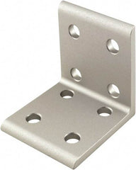 80/20 Inc. - 50mm Wide, Open Shelving 8 Hole Inside Corner Bracket - Aluminum, Clear Anodized Finish, 47mm Long, Use with 25 Series & Bolt Kit 75-3404 - Industrial Tool & Supply