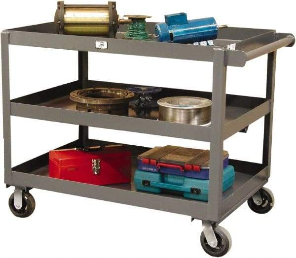 Strong Hold - 2,000 Lb Capacity, 32" Wide x 48" Long x 40" High Service Cart - 3 Shelf, Steel, Swivel Casters - Industrial Tool & Supply