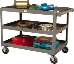 Strong Hold - 2,000 Lb Capacity, 32" Wide x 48" Long x 40" High Service Cart - 3 Shelf, Steel, Swivel Casters - Industrial Tool & Supply