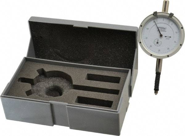 Fowler - 0.4" Range, 0-50-0 Dial Reading, 0.0005" Graduation Dial Drop Indicator - Revolution Counter - Industrial Tool & Supply