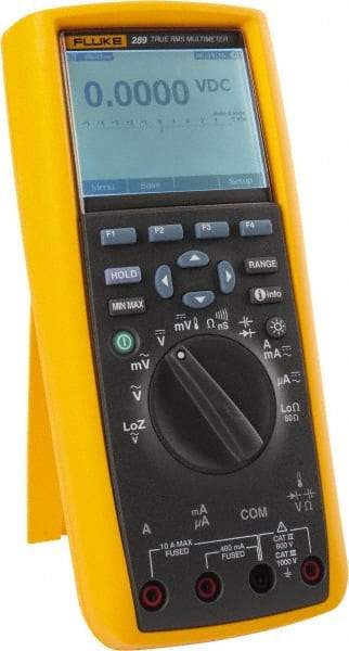Fluke - 289, CAT IV, CAT III, 1,000 VAC/VDC, Digital True RMS Auto Ranging Manual Ranging Multimeter - 500 mOhm, Measures Voltage, Capacitance, Current, Frequency, Resistance, Temperature - Industrial Tool & Supply