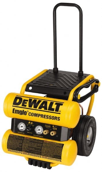 DeWALT - 1.1 HP, 3.8 CFM Wheeled Dolly Style Electric Oil Lube Compressor - Industrial Tool & Supply