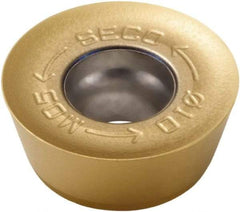 Seco - RDHT10T3M0 M07 Grade F40M Carbide Milling Insert - TiAlN/TiN Finish, 0.156" Thick, 0.394" Inscribed Circle - Industrial Tool & Supply