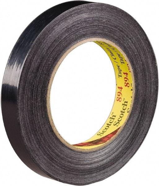 3M - 18mm x 55m Black Rubber Adhesive Strapping Tape - Polypropylene Film Backing, 6 mil Thick, 300 Lb Tensile Strength, Series 894 - Industrial Tool & Supply