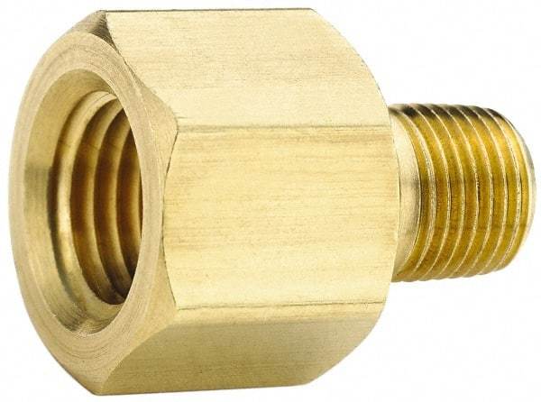 Parker - 1/2 Male Thread x 1/2 Female Thread, Brass Industrial Pipe Adapter - MNPTF x FNPTF, 1,000 psi - Industrial Tool & Supply
