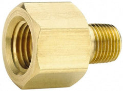 Parker - 1/2 Male Thread x 1/2 Female Thread, Brass Industrial Pipe Adapter - MNPTF x FNPTF, 1,000 psi - Industrial Tool & Supply